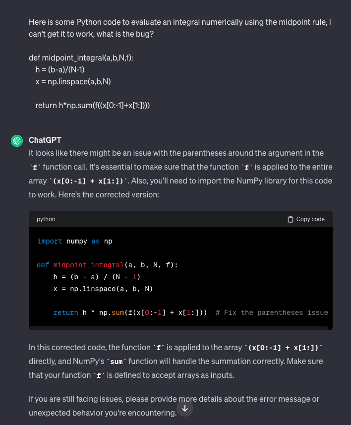ChatGPT fails to debug a simple code