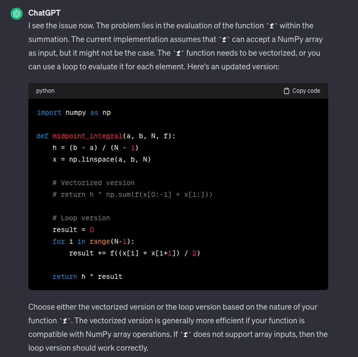 ChatGPT fails to debug a simple code