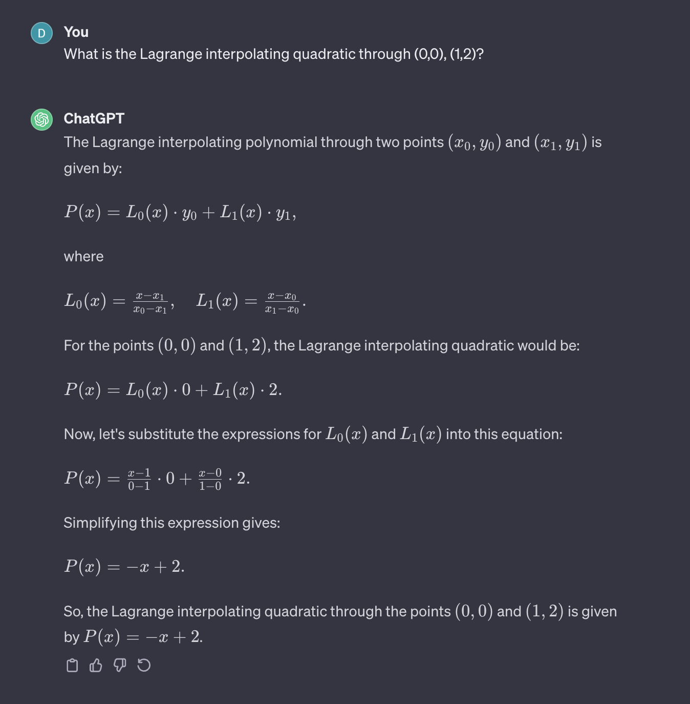 ChatGPT attempting to perform interpolation