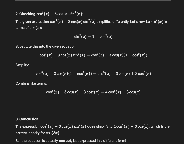 ChatGPT going wrong with the cos(3x)