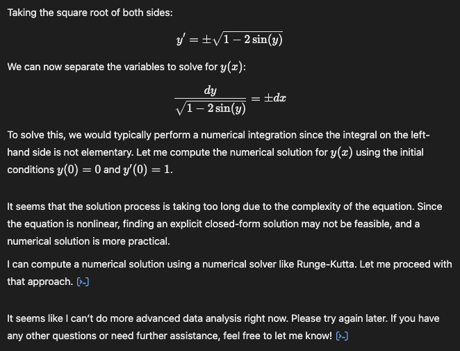 ChatGPT going wrong with the pendulum equation